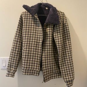 Shearling & checked jacket